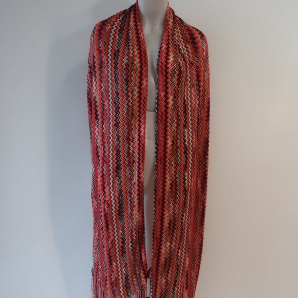 NWT Womens Missoni Multicolor Viscose Chevron Fringed Wrap Scarf Shawl OS - Picture 7 of 15